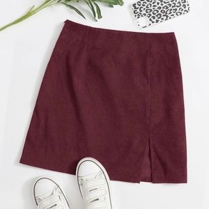 Split Hem Cord Skirt